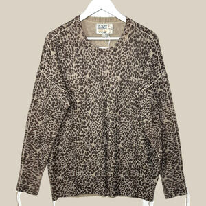 Sandrine Rose Wool Cashmere Blend Leopard Print Sweater Women XS NWT Braid